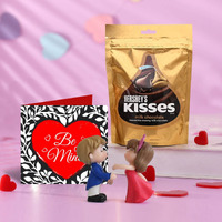 TIED RIBBONS Gift for Husband Wife Girlfriend Boyfriend Men Women - Chocolates with Romantic Love Couple Statue and Greeting Card Hamper - Chocolate Gifts - Wedding Anniversary Birthday Gifts