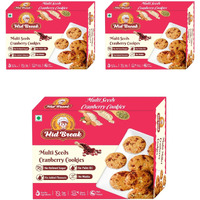 Midbreak Multi Seeds Cranberry Oats Cookies - Gluten-Free, No Refined Sugar, Made with Sorghum, Almond, and Oats Flour - Healthy, Nutritious, and Delicious | Pack of 3 | 600g