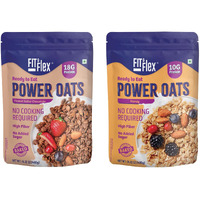 FIT & FLEX High Protein Ready To Eat Baked Peanut Butter Chocolate & Honey Oats, Zero Sugar, Gluten Free & Preservative Free - As Seen on Shark Tank India - (400 g Each) Assorted Combo Pack of 2