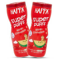 Happa Organic Multigrain Apple & Cinnamon Melts Teething Puffs | Nutritious, Organic Baby Food and Snacks | No Artificial Flavours | Not Fried | No Rice Bran Oil | Happa Promise | Pack of 2