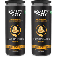 Roasty Tasty Premium Cheesy Flavour Roasted Peanuts | Healthy Snacks | Rich in Protein & Fibre | Roasted, Not Fried Snacks | Healthy Food | Gluten Free, Zero Cholesterol | Namkeen Peanuts | Crunchy Masala Peanuts | Pack of 2 (150g each)