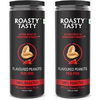 Roasty Tasty Premium Peri Peri Flavour Roasted Peanuts | Healthy Snacks | Rich in Protein & Fibre | Roasted, Not Fried Snacks | Healthy Food | Gluten Free, Zero Cholesterol | Namkeen Peanuts | Crunchy Masala Peanuts | Pack of 2 (150g each)