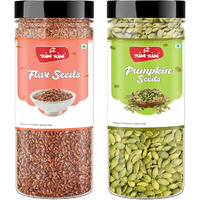 YUM YUM Raw Seeds Combo Pack of 2- Flax 200g, Pumpkin 200g