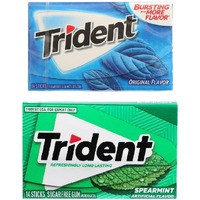 Trident Sugar Free Chewing Gum Original Flavor 14 Sticks, 26 G And Spearmint Flavor 14 Sticks, 26 G