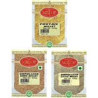 Miltop Millets Natural Grains Combo Pack of 3 (Foxtail 500 g, Kodo 500 g, Little 500 g)