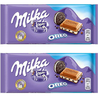 Milka Oreo Milk Chocolate Bar Pouch, 2 X 100 grams