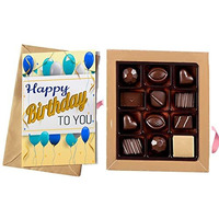 Redbakers.in Happy Birthday Chocolate Gift Box & Greeting Card Combo Gift Pack (Tikblue) - 250 Gram