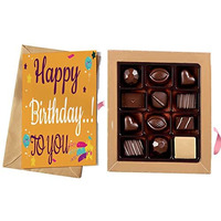 Redbakers.in Happy Birthday Chocolate Gift Box & Greeting Card Combo Gift Pack (Tikyellow, 250 Gram)
