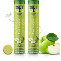 DIET GEAR Energy Drink Electrolytes 40 Effervescent Tablets (10 litre) Zero Sugar, Zero Caffeine| 7 Essential Electrolyte Salts (Na, K, Mg, Ca, Cl, Zn) + Vitamin C | Green Apple