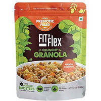FIT & FLEX Baked Crunchy Granola,Mango Coconut,Oat Rich Cereal With High Protein&Fibre,Ready To Eat Healthy Granola For Breakfast,Real Freeze Dried Fruits Snacks-As Seen On Shark Tank India-450 Gm