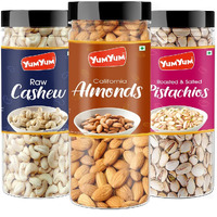 Yum Yum Premium Dry Fruits Combo Pack Of 3 | California Almonds 150G, Whole Cashew Nut 150G, Roasted Salted Pistachios Nut 150G | Total 450G | Badam, Kaju, Pista Dry Fruit Combo