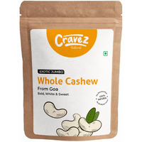 Cravez Exotic Jumbo Goa Cashews - 250gm, Bold & Sweet | 100% Natural White Cashews | Cashew Dry Fruit | Kaju | Cashews Nut | No Preservatives | No Additives | Healthy Snacks