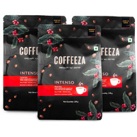 Coffeeza Intenso Ground Coffee | Medium Grind (Pour-Over, Aeropress & Filter Coffee) | Premium Grade, Medium-Dark Roasted Ground Coffee | Pack of 3X 250gm