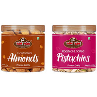 YUM YUM Premium Dry Fruits Combo Pack of 2 | California Almonds 200g, Roasted Salted Pistachios Nut 200 g | Total 400g | Healthy Dry Fruits Snacks | Pista, Badam Dry Combo
