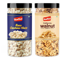 YUM YUM Premium Dry Fruits Combo Pack of 2 | Whole Raw Cashew Nut 500g, Walnut Kernels 350g| Total 850g | Healthy Dry Fruits Snacks | Kaju, Akhrot Giri Dry fruit Combo
