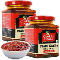 Chokhi Dhani Chilli Garlic Chutney, Spicy Garlics & Red Chillies Condiment for Dipping Chutneys, Lal mirchi lahsun ki chatni (Pack of 2, 280g Each)
