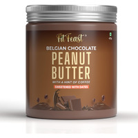 FitFeast Belgian Chocolate Peanut Butter|Hint Of Coffee|Intense Dark Chocolate Taste|No Trans Fats|No Cholesterol|Sweetened With Dates|Antioxidant-Rich (Single Pack) - 400 Gram
