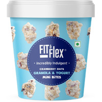 Fit & Flex Cranberry Oats and Yogurt Mini Bites With Oat Rich Multigrain, Fibre And High Protein | Granola Bars for Kids | As Seen on Shark Tank India | 250 g (Pack of 1)