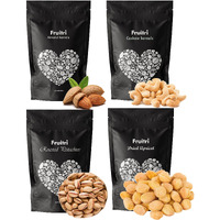Fruitri Fresh and Premium Nuts, Dry Fruits Combo Pack, Almond, Cashew, Apricot, Pistachios (Combo4, 200g x 4)