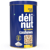 Delinut Dry Roasted Cashews | Plain and Flavoured Cashews (Salted, 400 gm)