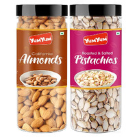 YUM YUM Premium Dry Fruits Combo Pack of 2 | California Almonds 150g, Roasted Salted Pistachios Nut 150 g | Total 300g | Healthy Dry Fruits Snacks | Pista, Badam Dry Combo