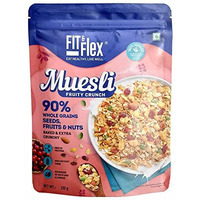 FIT & FLEX Baked And Healthy Rich Cereal Fruity Crunch Muesli | Oat Rich Cereal With High Protein | Ready To Eat Breakfast Cereal | As Seen On Shark Tank India | 210 Gm (Pack Of 1) - Fruity Crunch