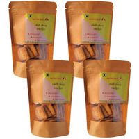 two little birds Chilli Cheese Crackers - Made with Kashmiri Chilli | Baked Not Fried | Eggless, Handmade, Freshly Baked Snacks Chips | No Added Preservatives or Palm Oil | 120 Grams (Pack of 4)