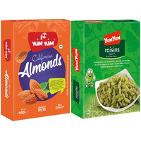 YUM YUM Premium Dry Fruits Combo Pack of 2 | California Almonds 100g, Dried Raisins Kishmish 100g, | Total 200 g | Healthy Dry Fruits Snacks | Kismis, Badam Dry Combo