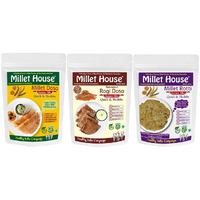 Millet House Combo Pack Of 3 | 400 Grams Instant Millet Dosa Mix, 400 Grams Instant Ragi Dosa Mix, 400 Grams Instant Millet Roti Mix (Pack Of 3, 1200 Gm), Powder