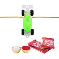 Archies Kids Green Jeep Toy Lighting Rakhi with 2 Pack Kitkat Chocolates with Roli Chawal for Tilak, for Rakshabandhan Festival, for Bhai, Youngest Brother.