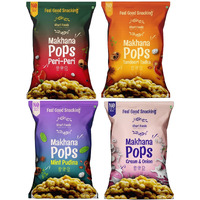 Khari Foods Premium Flavoured Makhana, 4 Flavours Combo, Crunchy & Roasted Makhana Pops, Protein Source, Fibre Rich, No Palm Oil, Gluten Free (25g x 4)