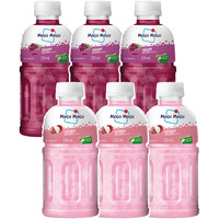 Mogu Mogu Lychee and Grape Juice 25% with NATA De Coco | Energy Booster Drink | Full of Fruit Fibres | No Added Preservatives and Colours - (Pack of 6, 320ml each)