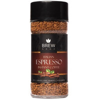 BREWSAGA Itallian Espresso Instant Coffee | 100% Arabica | Freeze-Dried | Flavoured Coffee | No Added Sugar | Makes 50 Cups | 100 Gram