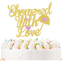 Festiko Showered with Love Cake Topper for Wedding Anniversary Propose Party Engagement Decorations Supplies