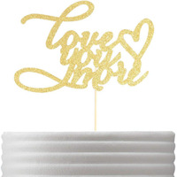 Festiko Love You More Heart Cake Topper - Valentines Day, Wedding, Engagement Decoration Party Decoration