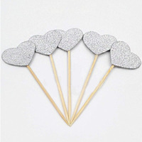 Festiko 24 Pieces Heart Shaped Cupcake Toppers Cake Decoration for Wedding Birthday Party