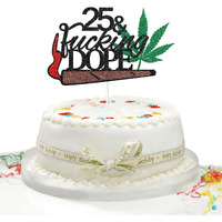 Festiko Black Glitter Have A Dope 25th Birthday Cake Topper, 25 & Fabulous / 25th Birthday Cake Topper, 25th Birthday Party Decoration for Boys or Girls (25th)