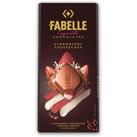 Fabelle Strawberry Cheesecake, Luxury Milk Chocolate Centre Filled Bar with Strawberry and Cheese Mousse, 131 Grams