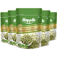 Happilo Premium Roasted Pumpkin Seeds for Eating 200g each (Pack of 5), Lightly Salted for Healthy Diet, Immunity Booster and Fiber Rich Superfood