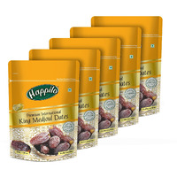 Happilo Premium International King Medjoul Dates 200 g Each (Pack of 5) | Khajoor Dry Fruit for Weight Management | Soft Chewy Texture & Sweet Caramel Taste | Gluten free & Zero Transfat