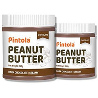 Pintola Peanut Butter Chocolate Flavour Creamy 350g (Pack of 2) - 18.6g Protein & 5.2g Dietary Fiber, Made with Premium Roasted Nuts & Cocoa, Gluten Free, Zero Cholesterol & Trans Fat, Dark Chocolate