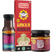 MasterChow Black Bean Jajangmyeon Combo Pack with Hakka Noodles (300 gm), Black bean Dipping sauce (200 gm) and Tokyo drift Black Bean sauce (220gm) | Made with Fermented Black Bean & Chilli Oil | No Artificial Color | Serves 4-5 Meals