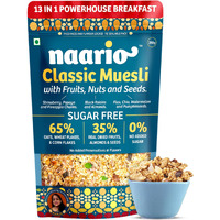 Naario Sugar Free Muesli with High Protein, Fruits and Nuts | Healthy Breakfast Cereal with Strawberries Almonds Raisins Seeds Rich in Fibre Antioxidants, No Preservatives - 250g