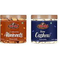 YUM YUM Premium Dry Fruits Combo Pack of 2 | California Almonds 200g, Whole Raw W320 Cashews Nut 200g | Total 400 g | Healthy Dry Fruits Snacks | Kaju, Badam Dry Combo