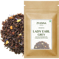 Zyanna Lady Earl Grey Tea - Premium Black Tea with Refreshing Bergamot Oil, Orange Peels(3.53oz-100g-50 Cups) Classic English Breakfast Experience - Natural Ingredients