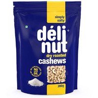 Delinut Dry Roasted Cashews | Plain and Flavoured Cashews (Salted, 200 gm)