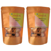 two little birds Cheese & Herbs Crackers - Italian Herbs and Cheese Flavoured| Baked Not Fried| Eggless, Handmade, Freshly Baked Snacks Chips| No Added Preservatives or Palm Oil| 120Grams (Pack of 2)