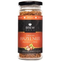 BREWSAGA Turkish Hazelnut Instant Coffee | 100% Arabica | Freeze-Dried | Flavoured Coffee | No Added Sugar | Makes 30 Cups | 60 Gram