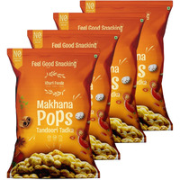 Khari Foods Premium Flavoured Makhana 25g, Crunchy & Roasted Makhana Pops, Protein Source, Fibre Rich, No Palm Oil, Gluten Free (Tandoori Tadka Pack 4)
