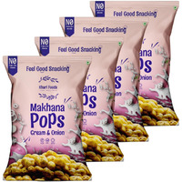 Khari Foods Premium Flavoured Makhana 25g, Crunchy & Roasted Makhana Pops, Protein Source, Fibre Rich, No Palm Oil, Gluten Free (Cream & Onion Pack 4)